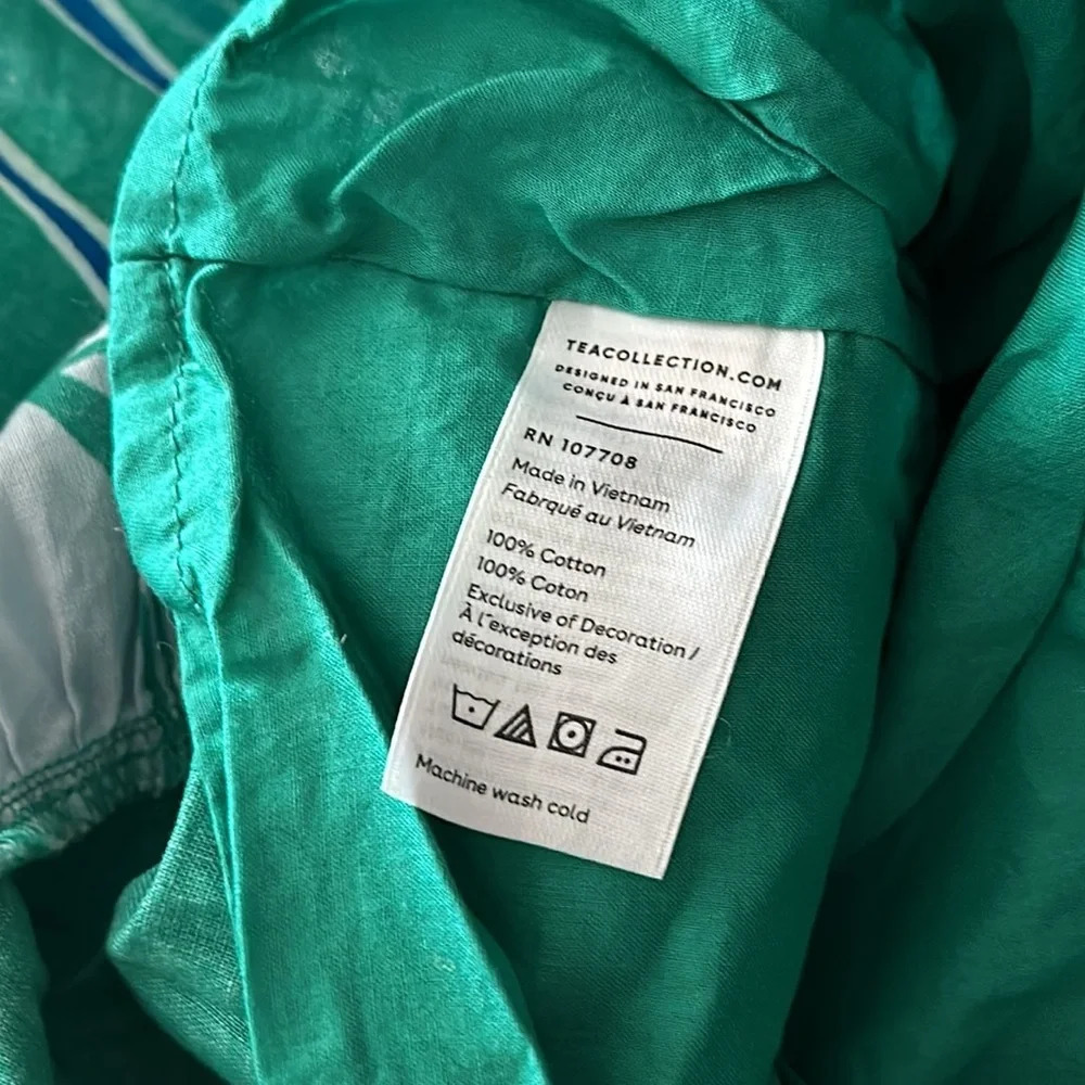 Tea Colleftion sz 10 maxi dress leaves pattern blue green great pre owned cotton - Picture 6 of 6